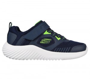 Boys's Skechers Bounder - Voltvor Slip On Shoes Navy / Lime USA | 6791-ZNKCF