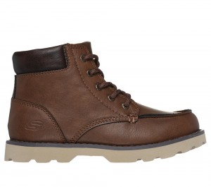 Boys's Skechers Bowland - Truxer Lace Up Shoes Chocolate Brown USA | 5247-IYNMG