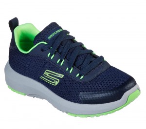 Boys's Skechers Dynamic Tread - Nitrode Lace Up Shoes Navy / Lime USA | 1746-YSPNC