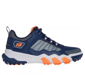 Boys's Skechers Elite Sport Field Lace Up Shoes Navy / Charcoal USA | 0962-BKGXF