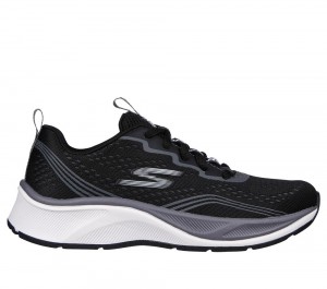 Boys's Skechers Elite Sport - Push-Pace Lace Up Shoes Black / Charcoal USA | 3890-HFRAW