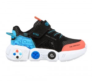 Boys's Skechers Game Kicks: Lil Gametronix Slip On Shoes Black / Multicolor USA | 6724-SMACK