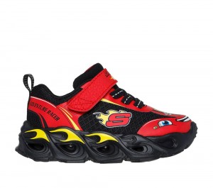 Boys's Skechers Hot Lights: Thermo Flash - Wheel Buddies Light Up Sneakers Red / Black USA | 3198-FDAQJ