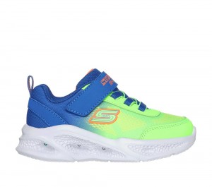 Boys's Skechers Meteor-Lights - Krendox Light Up Sneakers Blue / Lime USA | 4806-SHNYP