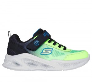Boys's Skechers Meteor-Lights - Krendox Light Up Sneakers Black / Lime USA | 0763-CMWSH