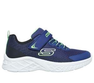Boys's Skechers Microspec II - Zovrix Sneakers Navy / Black / Lime USA | 6104-OSADV