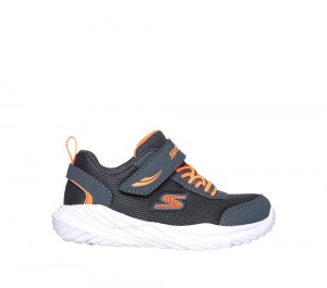 Boys's Skechers Nitro Sprint Sneakers Charcoal / Orange USA | 0651-NRISE