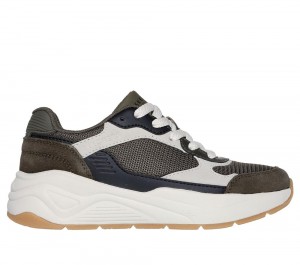 Boys's Skechers Nova Jogger - Chroma Classic Lace Up Shoes Olive / Natural USA | 0269-DJPQS