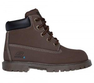 Boys's Skechers Power Reach - Hydro-Tread Lace Up Shoes Dark Brown USA | 0983-ZIVMK