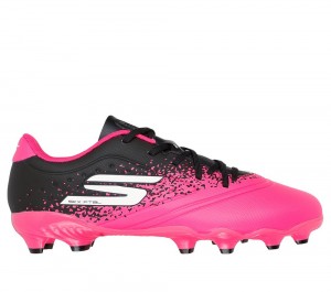 Boys's Skechers Razor 1.5 Jr Youth FG Sneakers Black / Pink USA | 4329-SRVFY