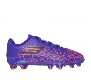Boys's Skechers SKX_ 1.5 Jr Td FG Lace Up Shoes Purple USA | 0874-EMTLB