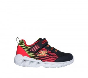Boys's Skechers S-Lights: Magna-Lights - Grux Slip On Shoes Black / Red USA | 2578-YPEVG