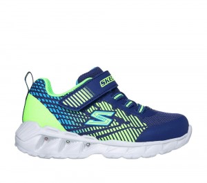 Boys's Skechers S-Lights: Magna-Lights - Grux Light Up Sneakers Navy / Lime USA | 0973-VKNGQ