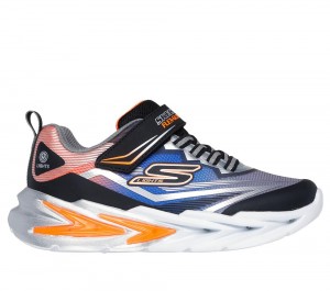 Boys's Skechers S Lights: Flex-Glow Ultra Sneakers Black / Silver USA | 0295-BRPYE