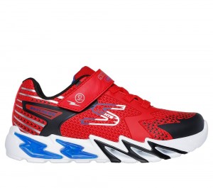 Boys's Skechers S Lights: Flex-Glow Bolt Light Up Sneakers Red / Black USA | 2163-JQOGL