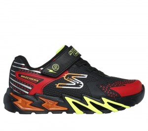 Boys's Skechers S Lights: Flex-Glow Bolt Light Up Sneakers Black / Red USA | 3519-SZGKO