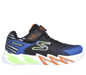 Boys's Skechers S Lights: Flex-Glow Bolt Light Up Sneakers Black / Blue USA | 4825-AHPFY