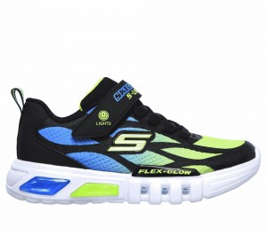 Boys's Skechers S Lights: Flex-Glow - Dezlo Light Up Sneakers Black / Lime USA | 7615-XHPTV