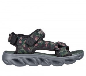 Boys's Skechers S Lights: Hypno-Splash - Sun Breaks Light Up Sneakers Black / Olive USA | 6804-YSMUL