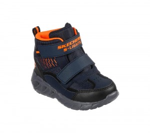 Boys's Skechers S Lights: Magna-Lights - Frosty Fun Light Up Sneakers Navy / Black USA | 8734-OPZSN