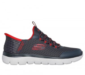 Boys's Skechers Slip-ins: Summits - High Range Sneakers Charcoal / Red USA | 1452-NIDYM