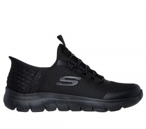 Boys's Skechers Slip-ins: Summits - High Range Slip On Shoes Black USA | 4528-SDEFO