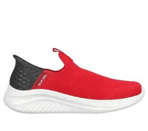 Boys's Skechers Slip-ins: Ultra Flex 3.0 - Smooth Step Sneakers Red / Black USA | 8941-MJAFG