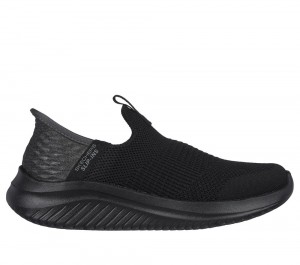 Boys's Skechers Slip-ins: Ultra Flex 3.0 - Smooth Step Sneakers Black USA | 2851-FTMXN