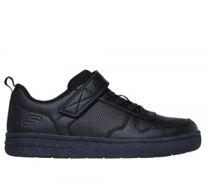 Boys's Skechers Smooth Street Sneakers Black USA | 8704-OFSAH