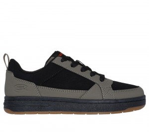 Boys's Skechers Smooth Street - Steady-Zip Lace Up Shoes Olive / Black USA | 5760-ABQWM