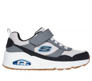 Boys's Skechers Uno - Retro-Squad Slip On Shoes Black / White USA | 8735-GRZLU
