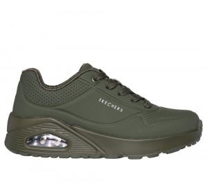 Boys's Skechers Uno - Stand on Air Lace Up Shoes Dark Green USA | 4918-RZTCO
