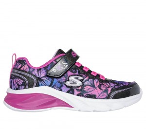 Girls's Skechers Coastline - Flutter Fly Sneakers Black / Multicolor USA | 6749-CVFHS