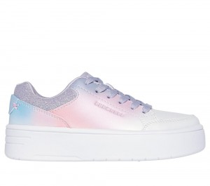 Girls's Skechers Court High - Ombre Oasis Lace Up Shoes White / Multicolor USA | 1895-PDUOC