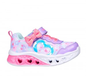 Girls's Skechers Flutter Heart Lights - Kind Spirit Sneakers Lavender / Hot Pink USA | 4128-DOTEZ