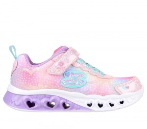 Girls's Skechers Flutter Heart Lights - Simply Love Light Up Sneakers Pink / Multicolor USA | 5871-HQJBL