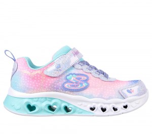 Girls's Skechers Flutter Heart Lights - Simply Love Light Up Sneakers Lavender / Multicolor USA | 5314-OIAUJ