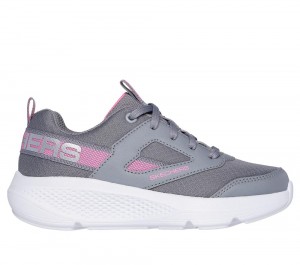 Girls's Skechers GO RUN Elevate - Spectacular Speed Lace Up Shoes Grey USA | 6437-RHDCS