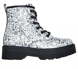 Girls's Skechers Gravlen Hi - Doodle Down Lace Up Shoes Silver / Black USA | 4280-KTURZ