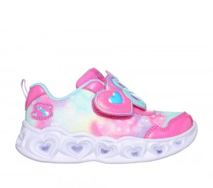 Girls's Skechers Heart Lights - Lovin Reflection Sneakers Pink / Turquoise USA | 1680-TXAVY