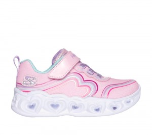Girls's Skechers Heart Lights - Retro Hearts Light Up Sneakers Light Pink USA | 2834-PTRDZ