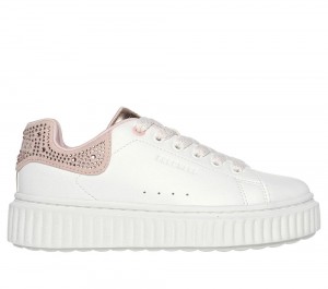 Girls's Skechers Hi Ridge Lace Up Shoes White / Rose USA | 0196-XFMBD