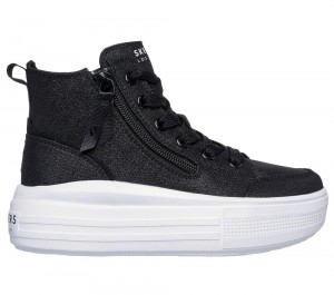 Girls's Skechers Hyperlift Lace Up Shoes Black USA | 9567-MOIGR