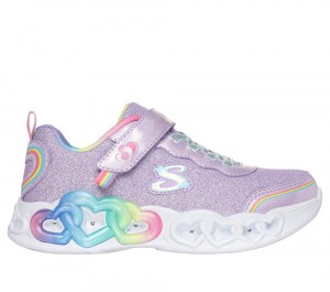 Girls's Skechers Infinite Heart Lights - Love Prism Light Up Sneakers Lavender / Multicolor USA | 8512-TCYKB