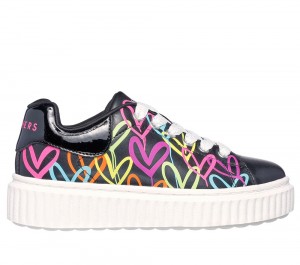 Girls's Skechers JGoldcrown: Hi Ridge Lace Up Shoes Black / Multicolor USA | 2891-LCQPF