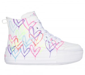 Girls's Skechers JGoldcrown: Hyperlift Sneakers White / Multicolor USA | 2460-ZQOCF