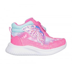Girls's Skechers Jumpsters - Miss Butterfly Glitz Light Up Sneakers Pink / Turquoise USA | 3690-SWEFJ