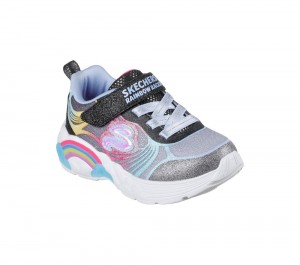 Girls's Skechers Rainbow Racer - Nova Blitz Light Up Sneakers Black / Multicolor USA | 7810-OKDYC