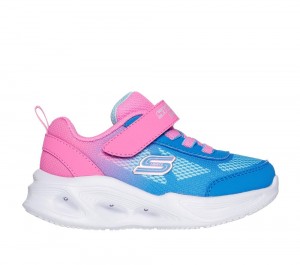 Girls's Skechers S-Lights: Sola Glow - Ombre Deluxe Sneakers Hot Pink / Blue USA | 3082-UYFCZ