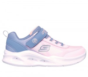 Girls's Skechers S-Lights: Sola Glow - Ombre Deluxe Light Up Sneakers Grey / Light Pink USA | 7169-SHKWT